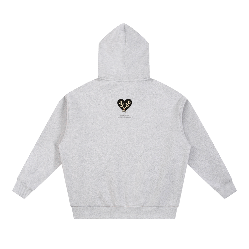 Heart Zip Hoodie — back view digital mockup