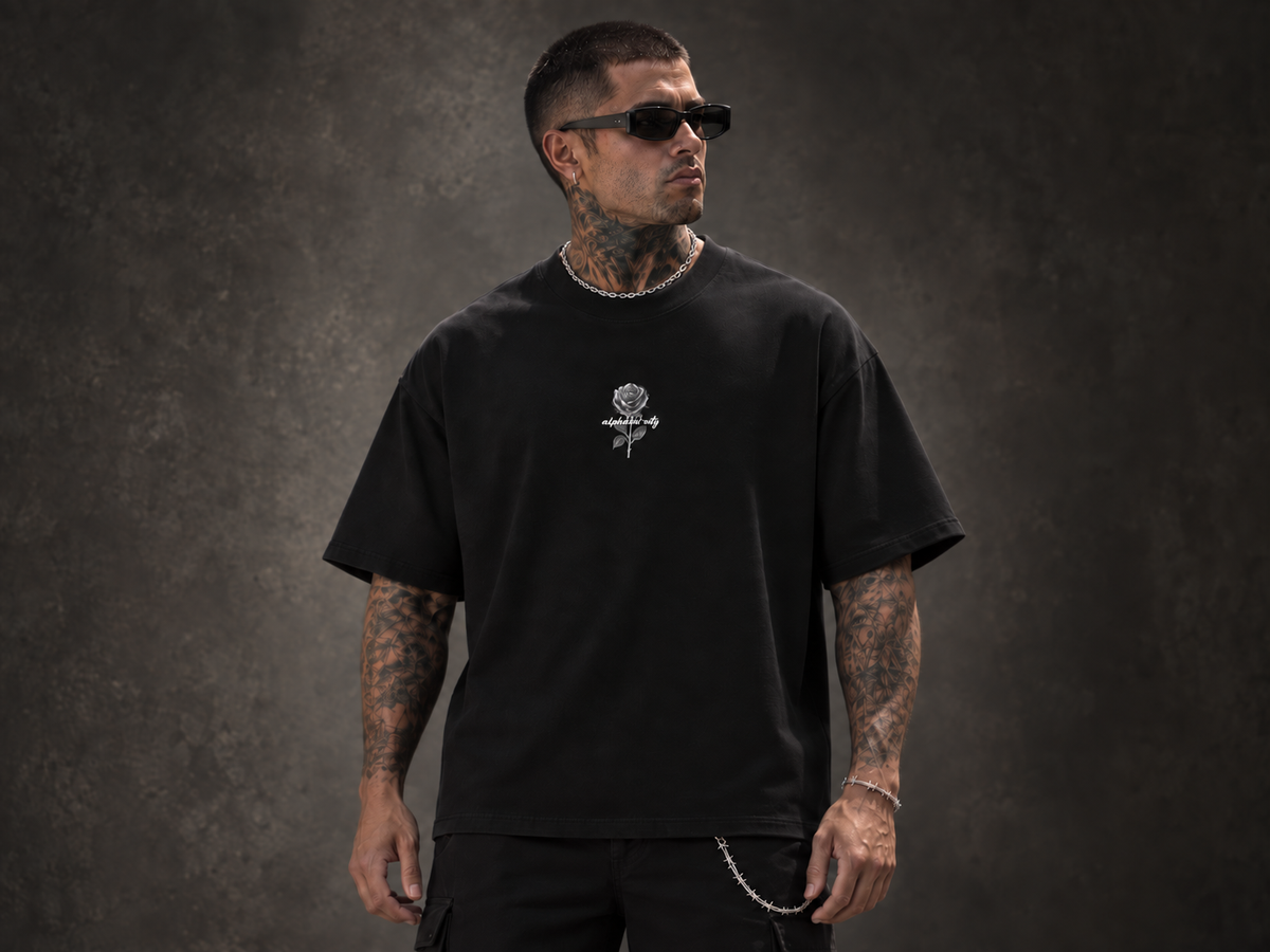 Front view of BLACK ROSE Tee.
