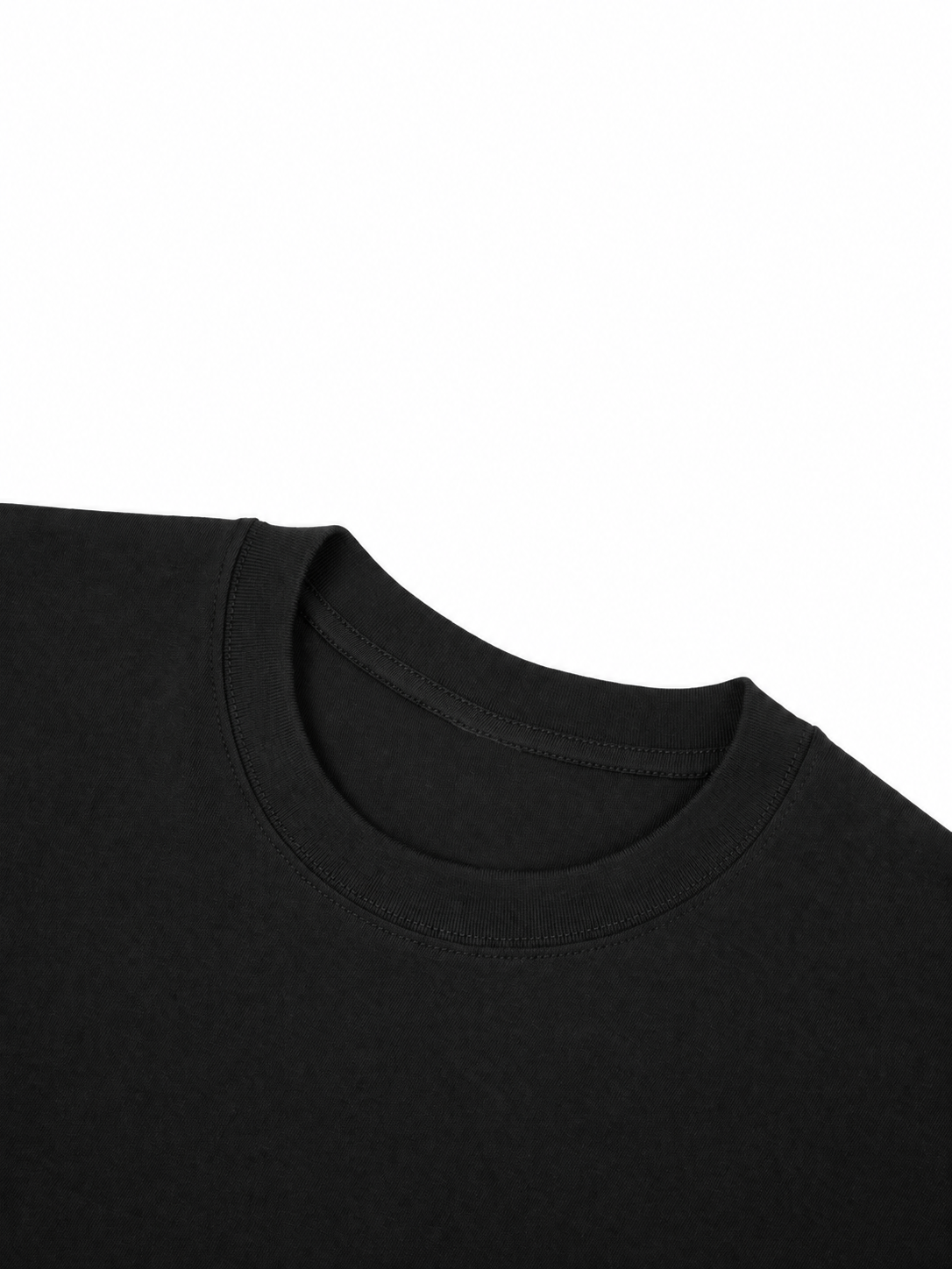 Heart Tee — Black — collar front, digitally recolored fabric detail