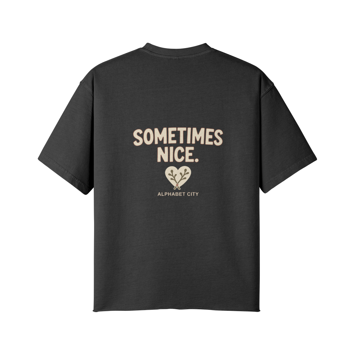 Good&Bad Cotton Tee in Faded Black, back view