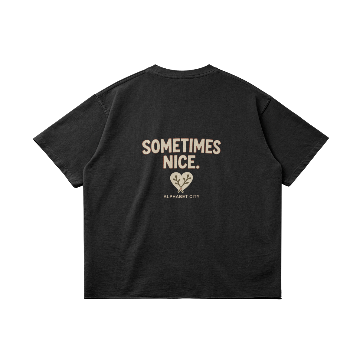 Good&Bad Cotton Tee in Faded Black, back, flat lay view