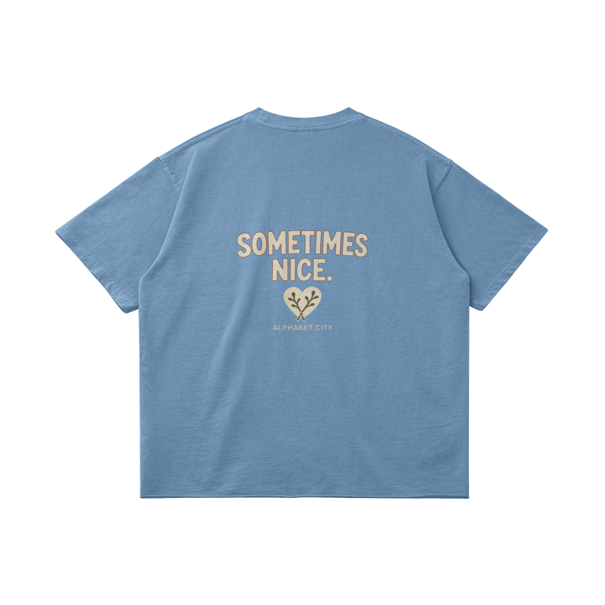 Good&Bad Cotton Tee in Slate Blue, back, flat lay view