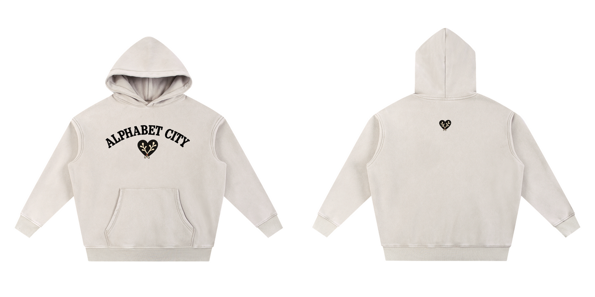 Heart Hoodie in Mild Apricot — front and back digital product mockup