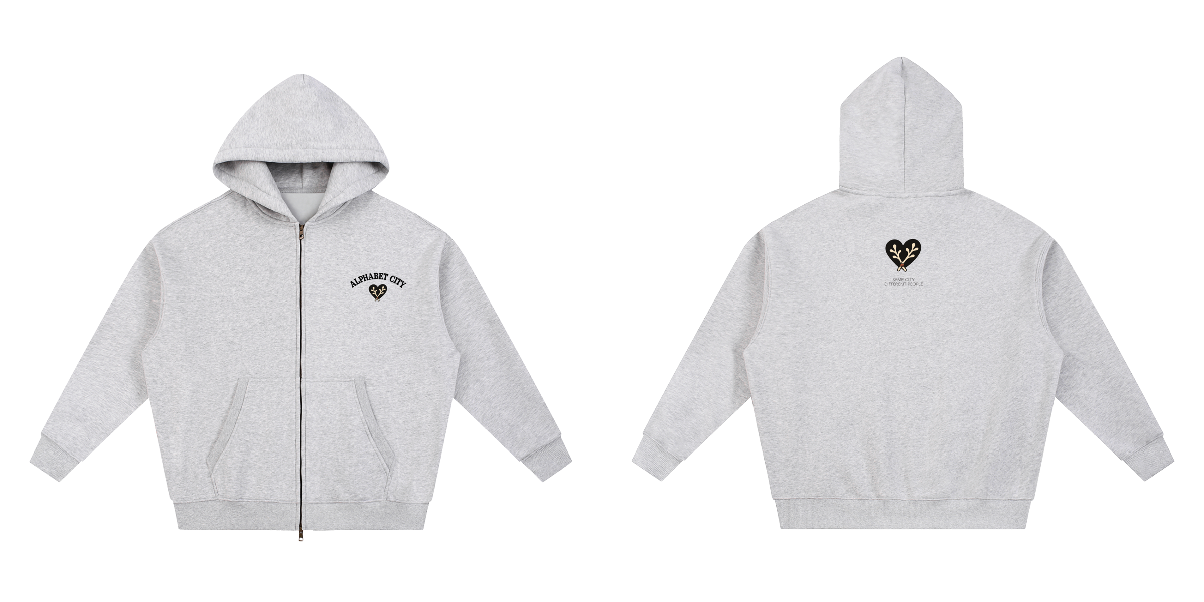 Heart Zip Hoodie — Front