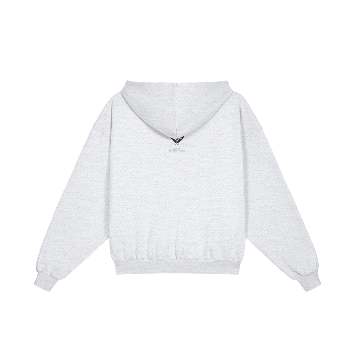 Heart Zip Hoodie in Light Gray, back view