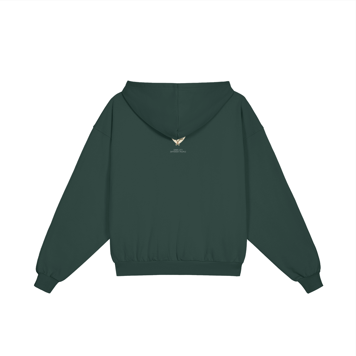 Heart Zip Hoodie in Green, back view