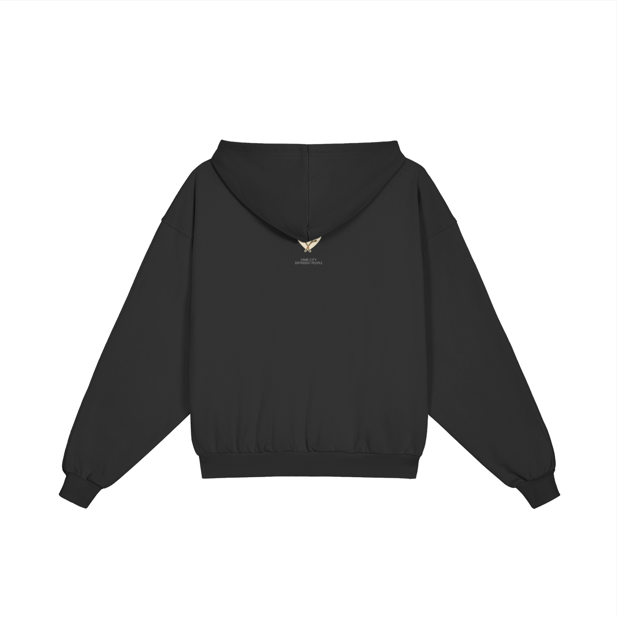 Heart Zip Hoodie in Black, back view