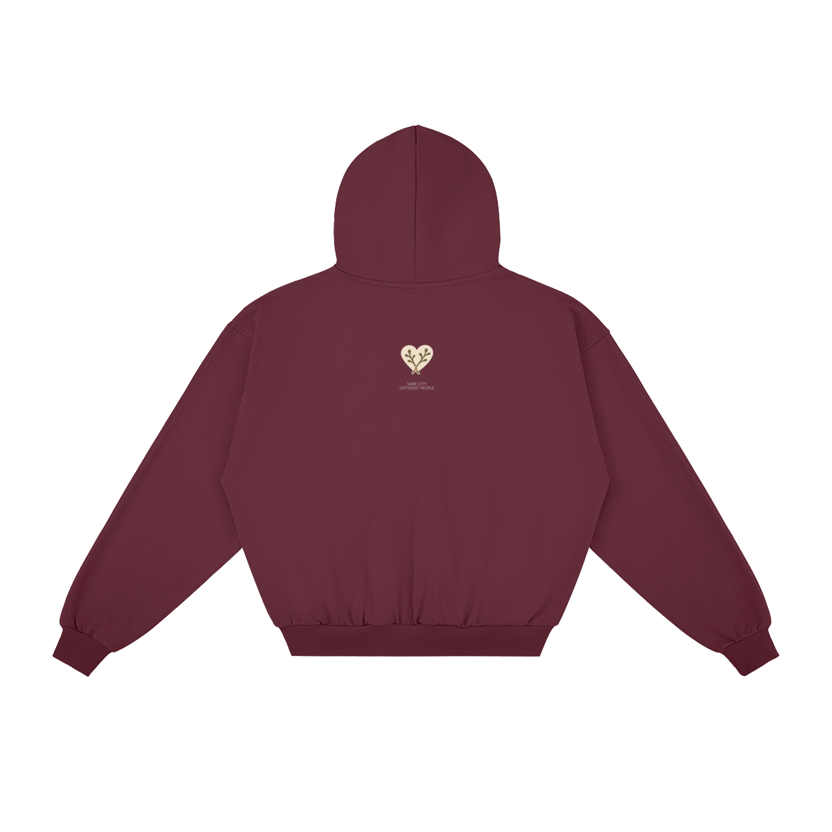 Heart Zip Hoodie in Red, back, angled view
