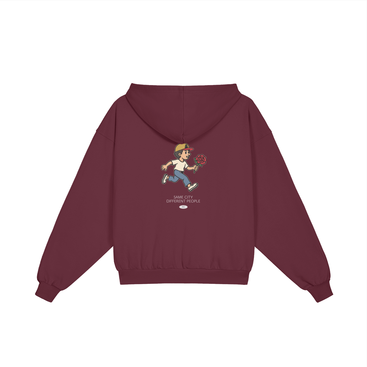 Rose Runner Zip Hoodie in Red, back view
