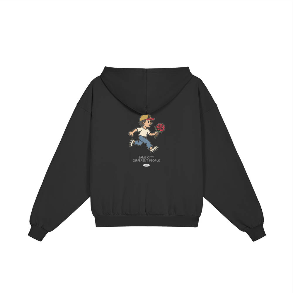 Rose Runner Zip Hoodie in Black, back view