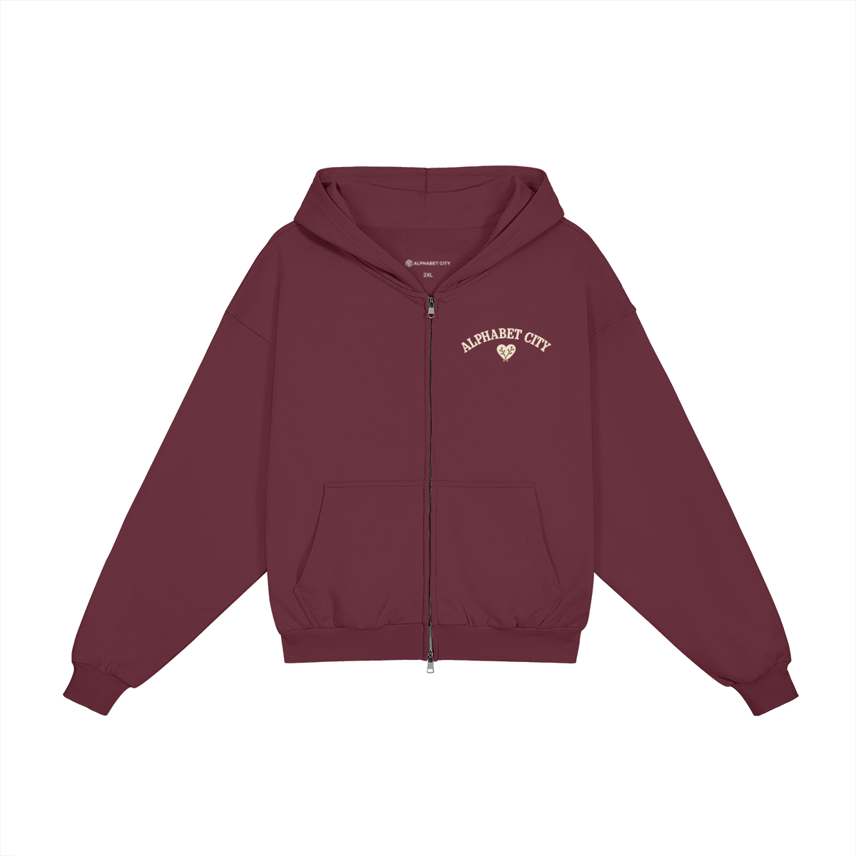 Rose Runner Zip Hoodie in Red, front view