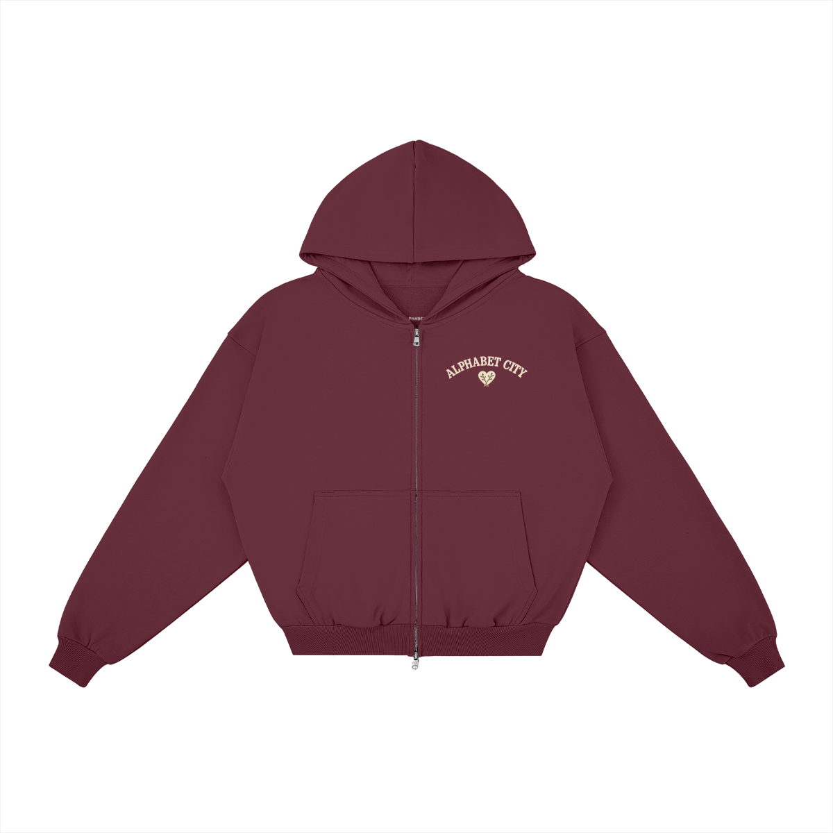 Rose Runner Zip Hoodie in Red, front, angled view