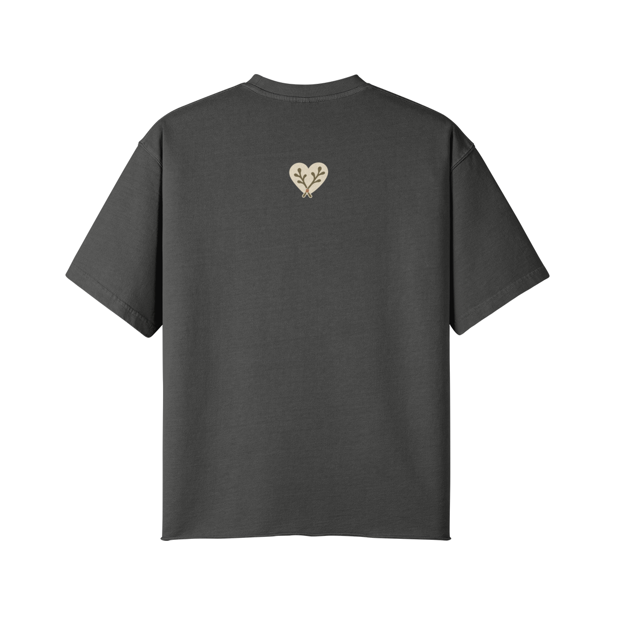 Heart Cotton Tee in Dark Gray, back view