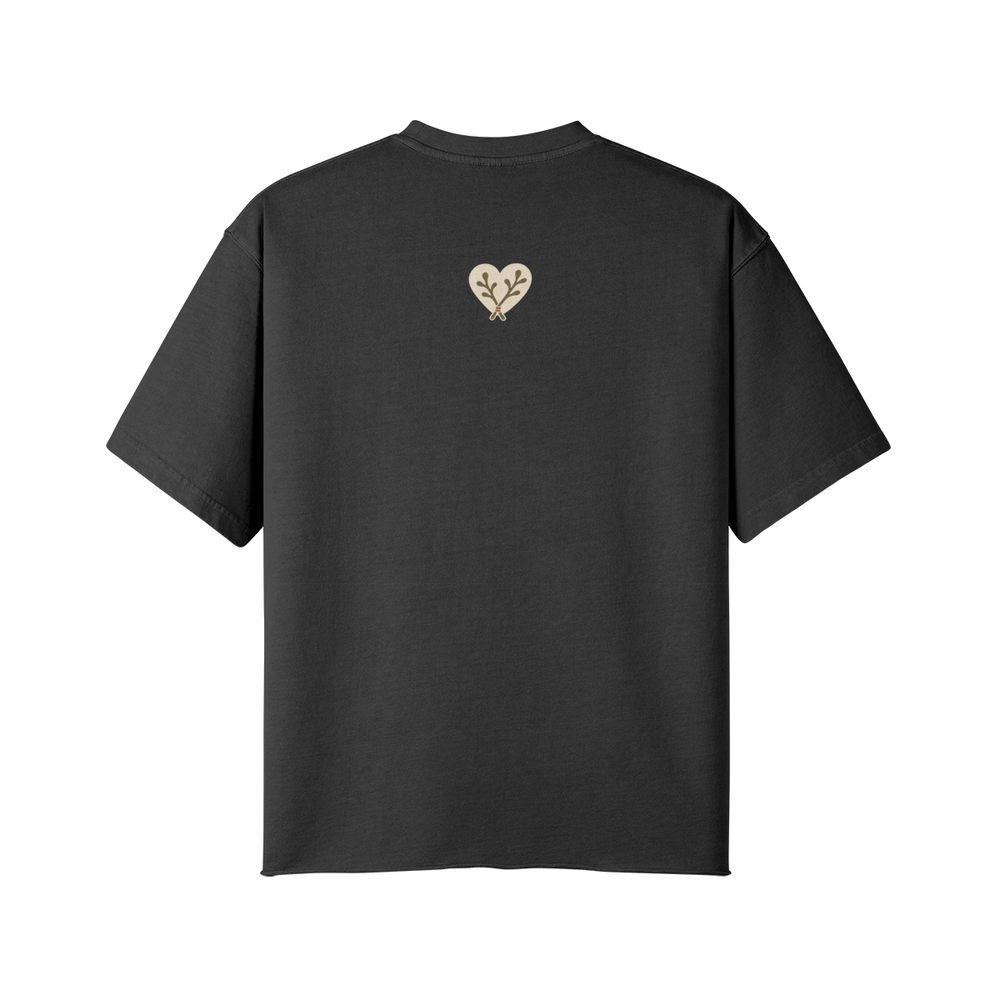 Heart Cotton Tee in Faded Black, back view