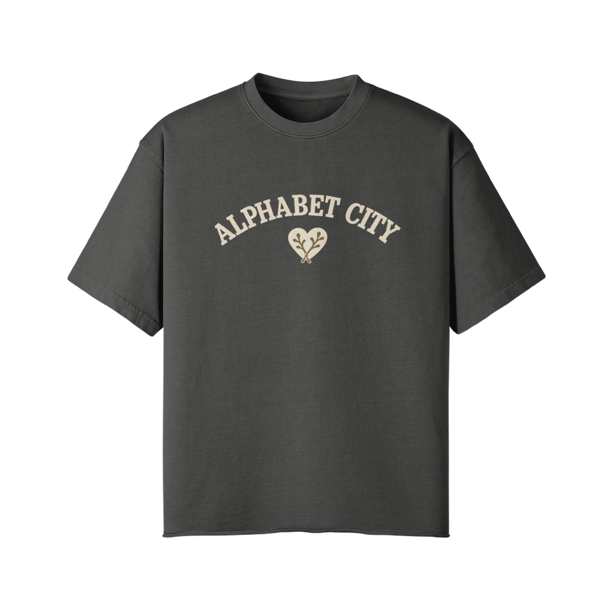 Heart Cotton Tee in Dark Gray, front view