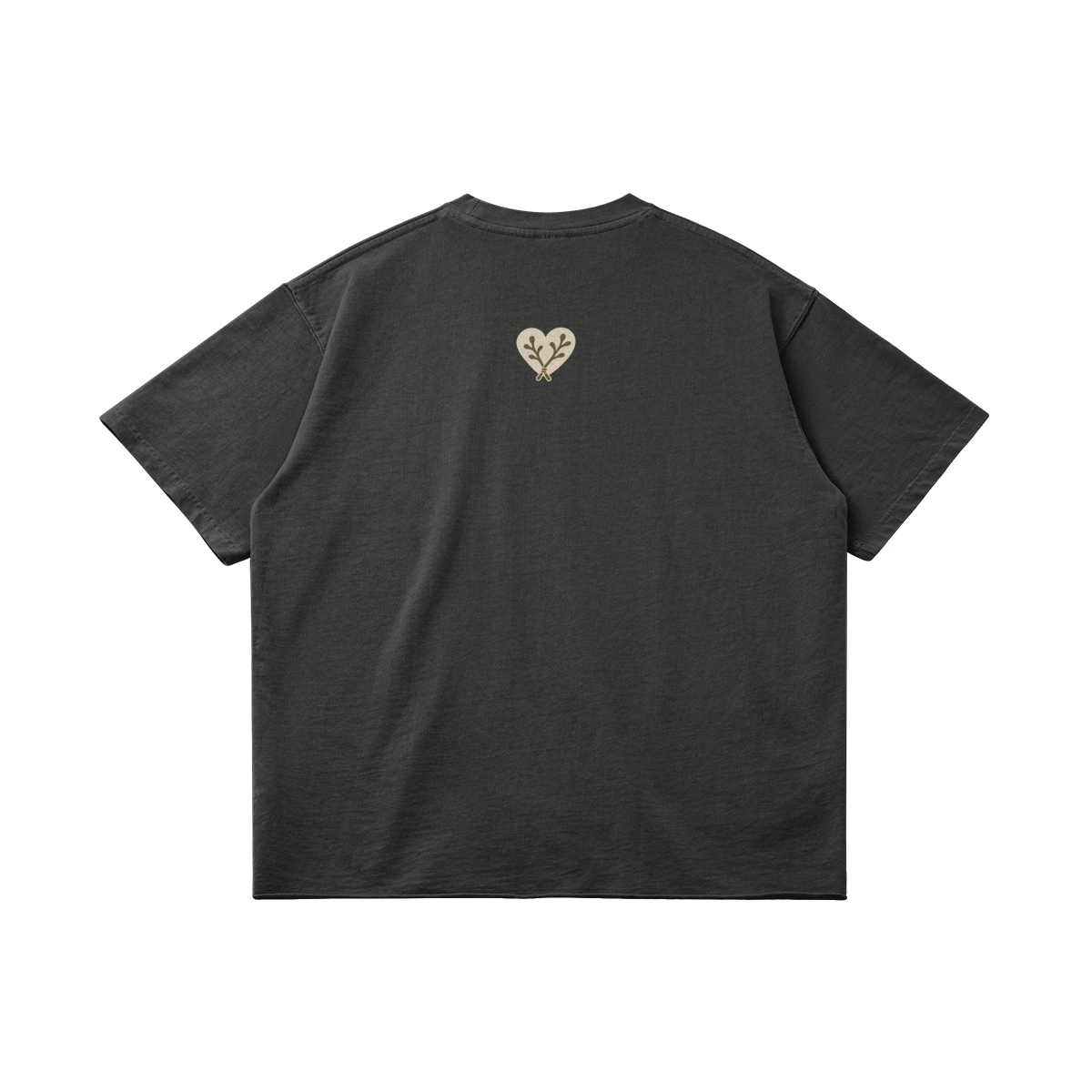 Heart Cotton Tee in Dark Gray, back, angled view
