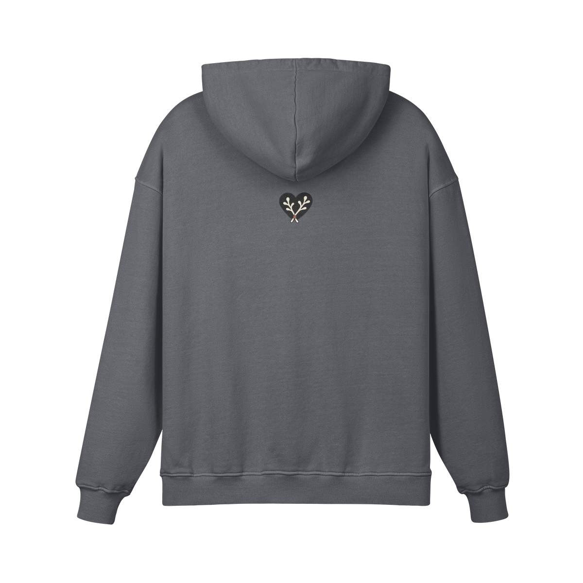 Heart Heavyweight Pullover Hoodie in Carbon Gray, back view