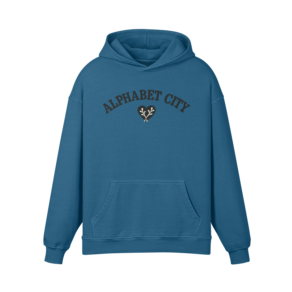 Heart Heavyweight Pullover Hoodie in Kashmir Blue, front view