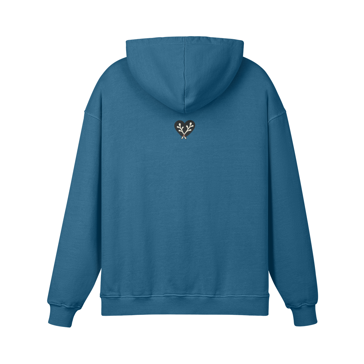 Heart Heavyweight Pullover Hoodie in Kashmir Blue, back view