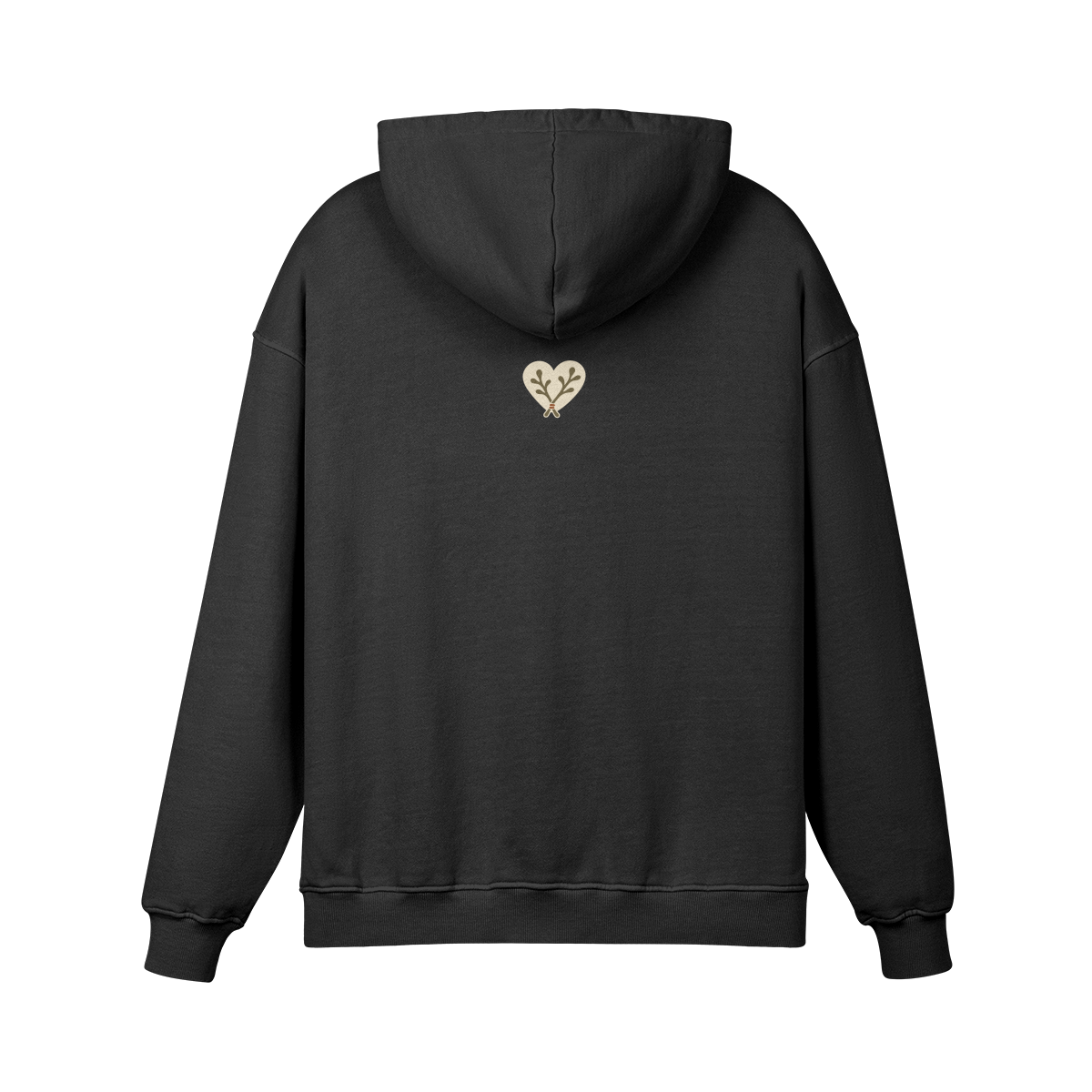 Heart Heavyweight Pullover Hoodie in Faded Black, back view