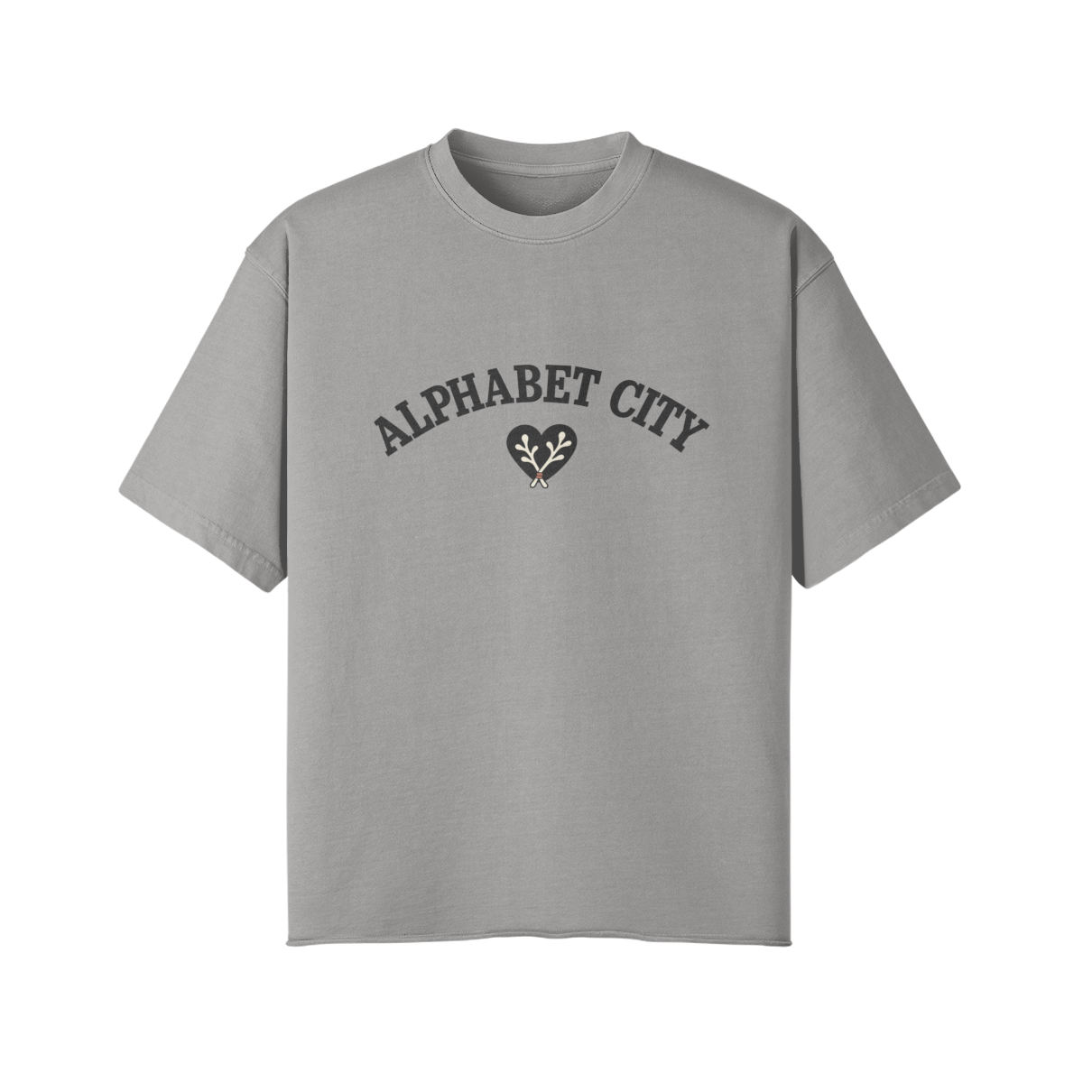 Rose Runner Cotton Tee in Light Gray, front view