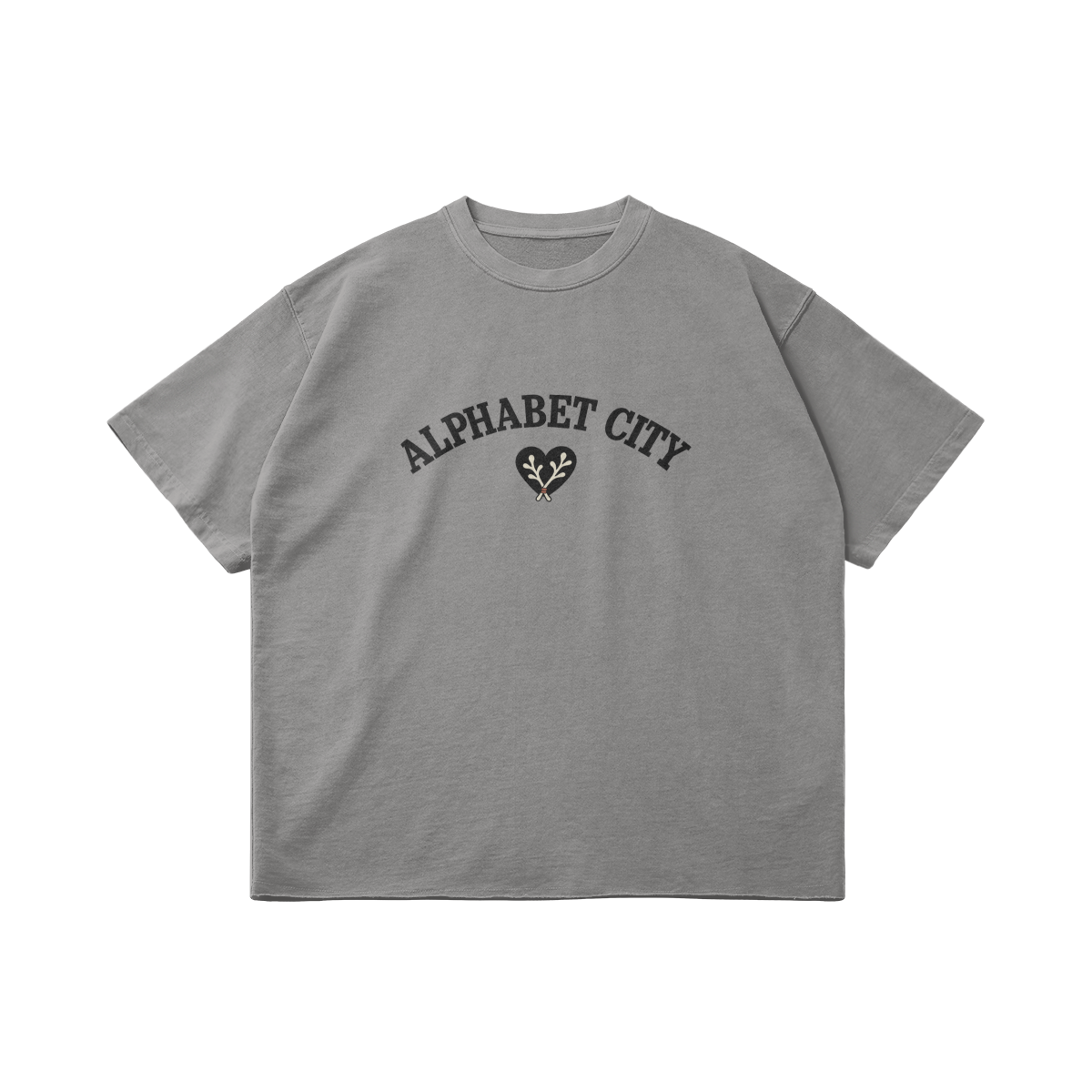 Rose Runner Cotton Tee in Light Gray, front, angled view