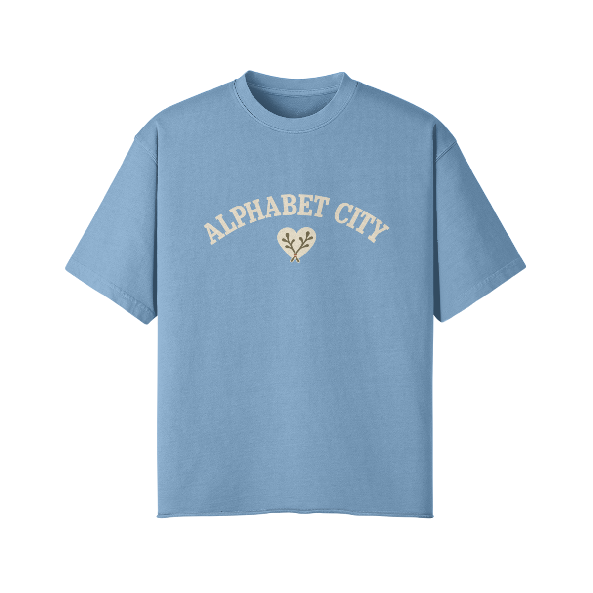 Rose Runner Cotton Tee in Slate Blue, front view