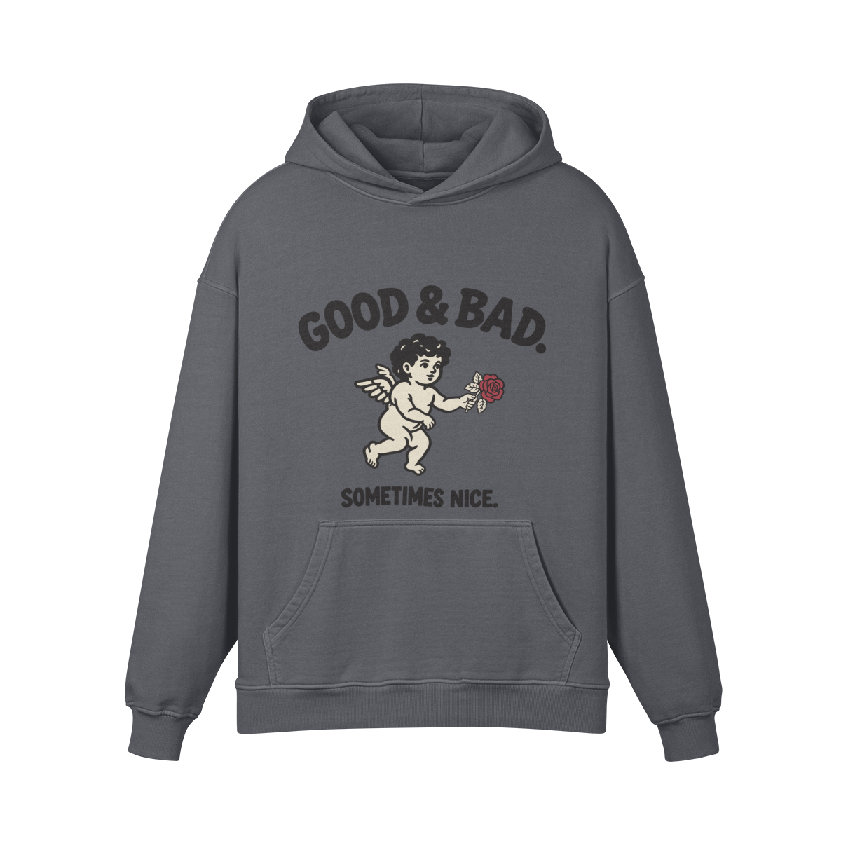 Good&Bad Heavyweight Pullover Hoodie in Carbon Gray, front view