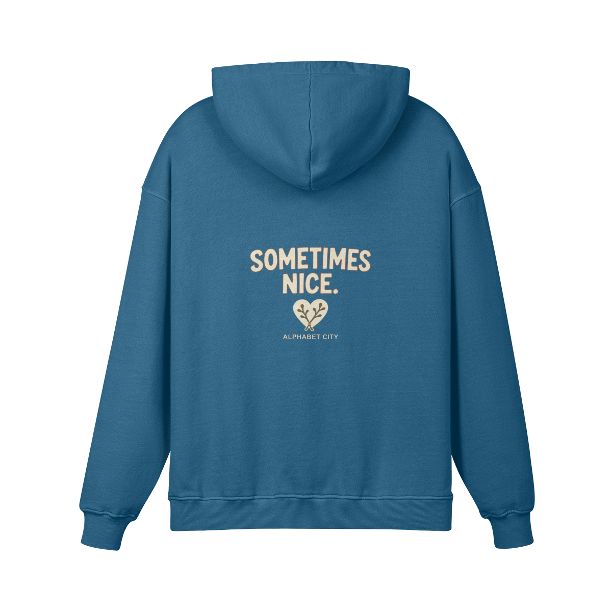 Good&Bad Heavyweight Pullover Hoodie in Kashmir Blue, back view