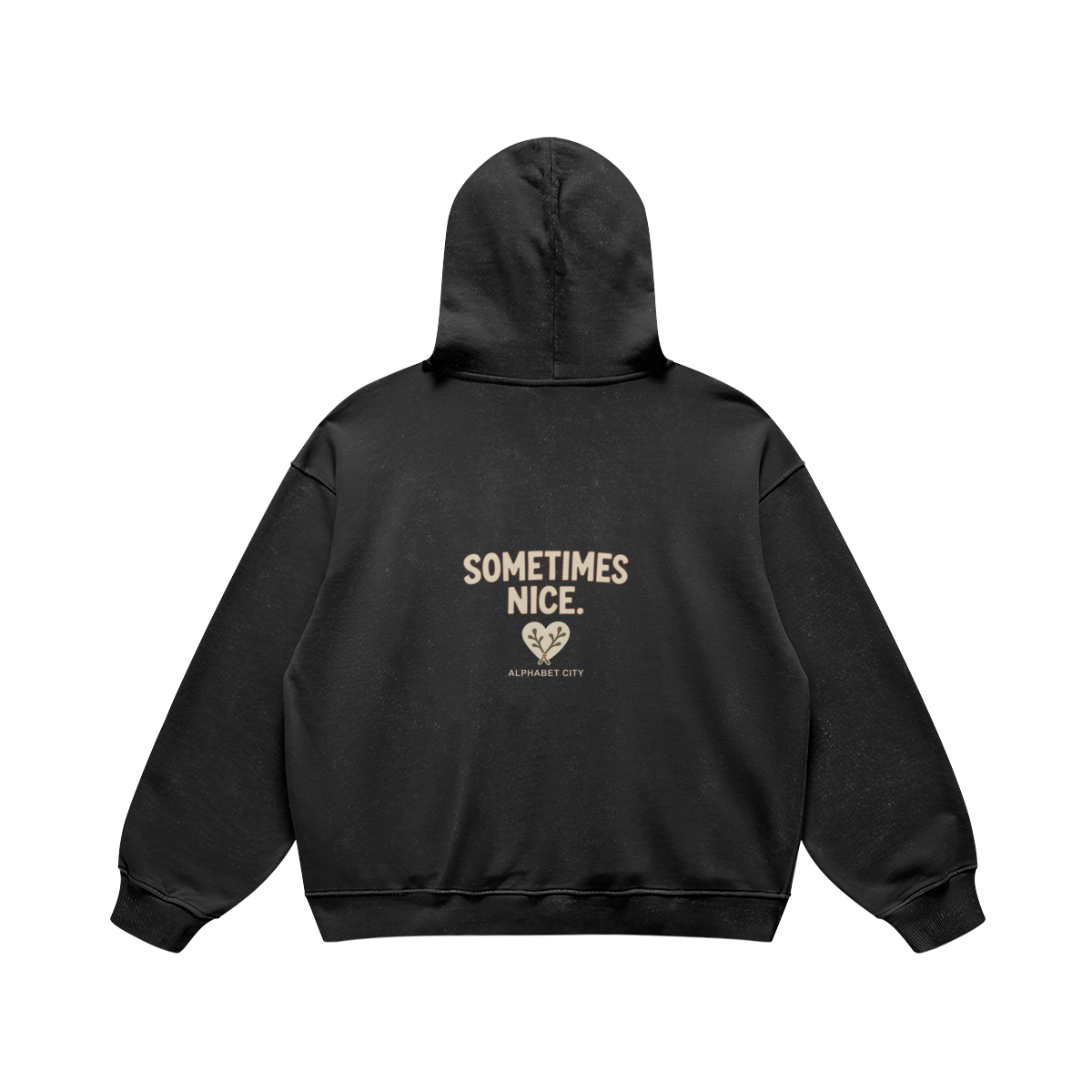 Good&Bad Heavyweight Pullover Hoodie in Faded Black, back, angled view