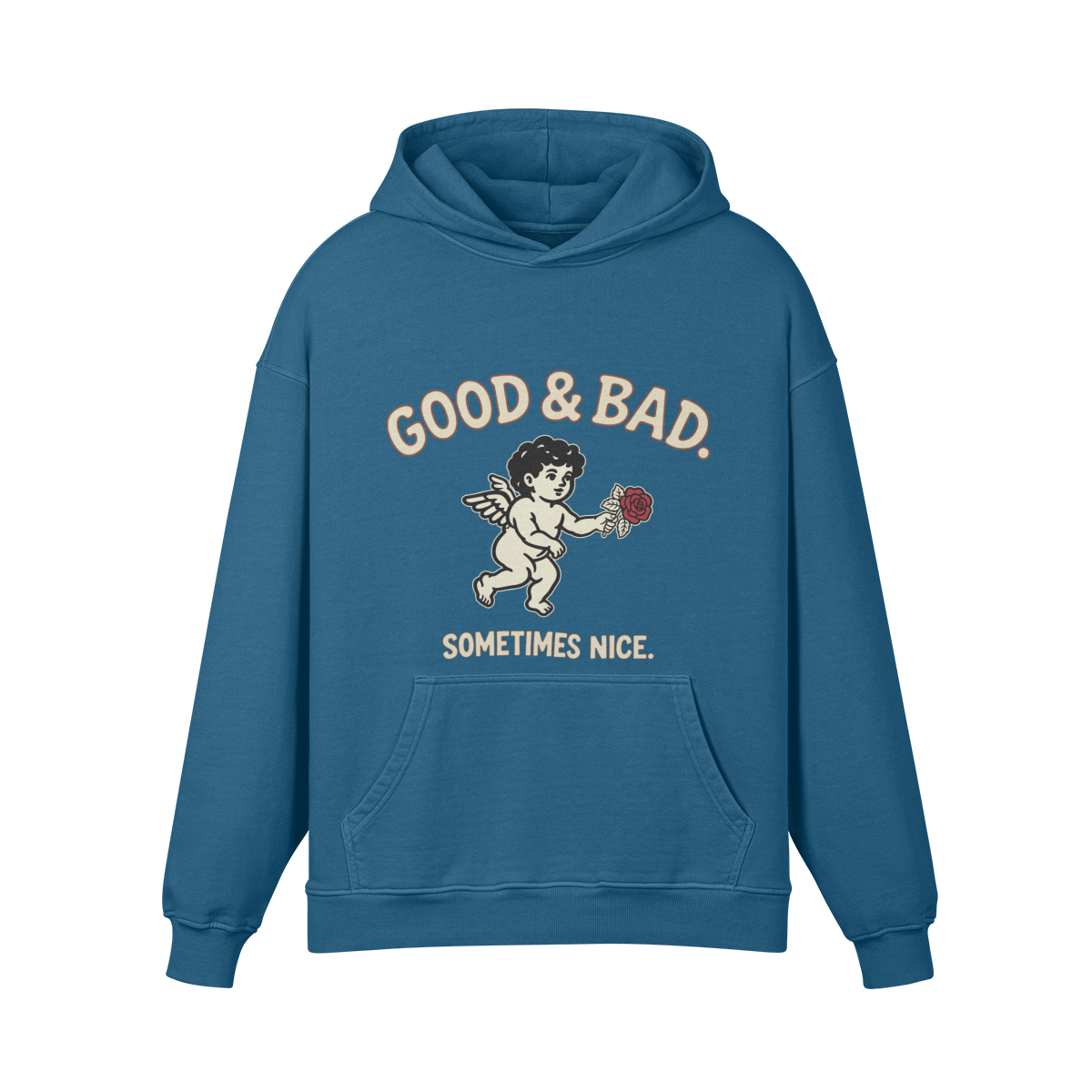 Good&Bad Heavyweight Pullover Hoodie in Kashmir Blue, front view