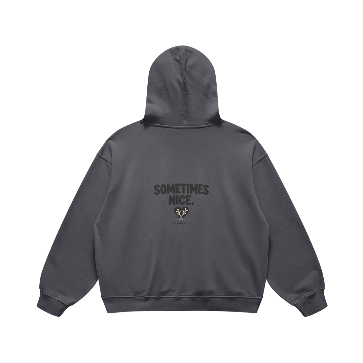 Good&Bad Heavyweight Pullover Hoodie in Carbon Gray, back, angled view