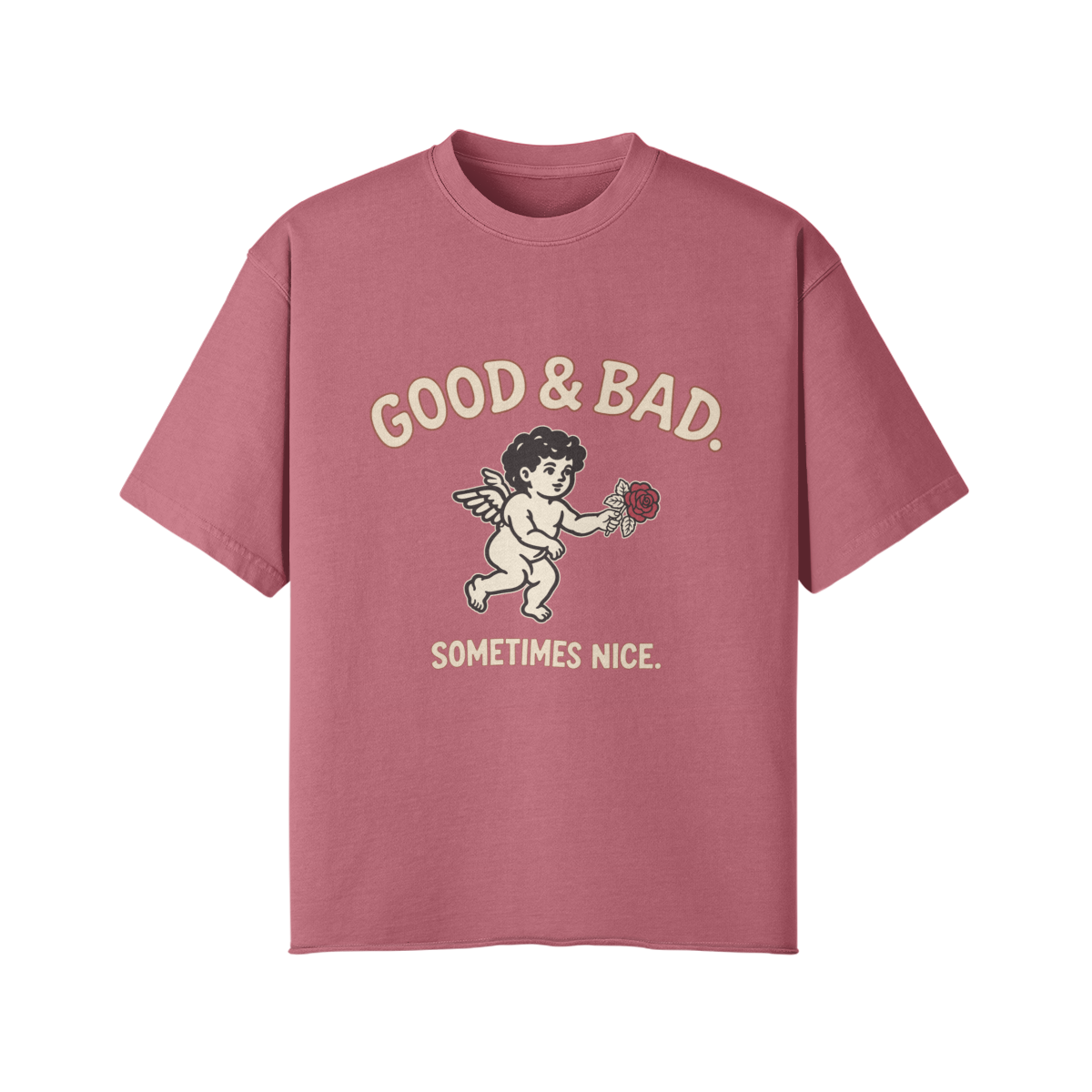 Good&Bad Cotton Tee in Cameo Brown, front view
