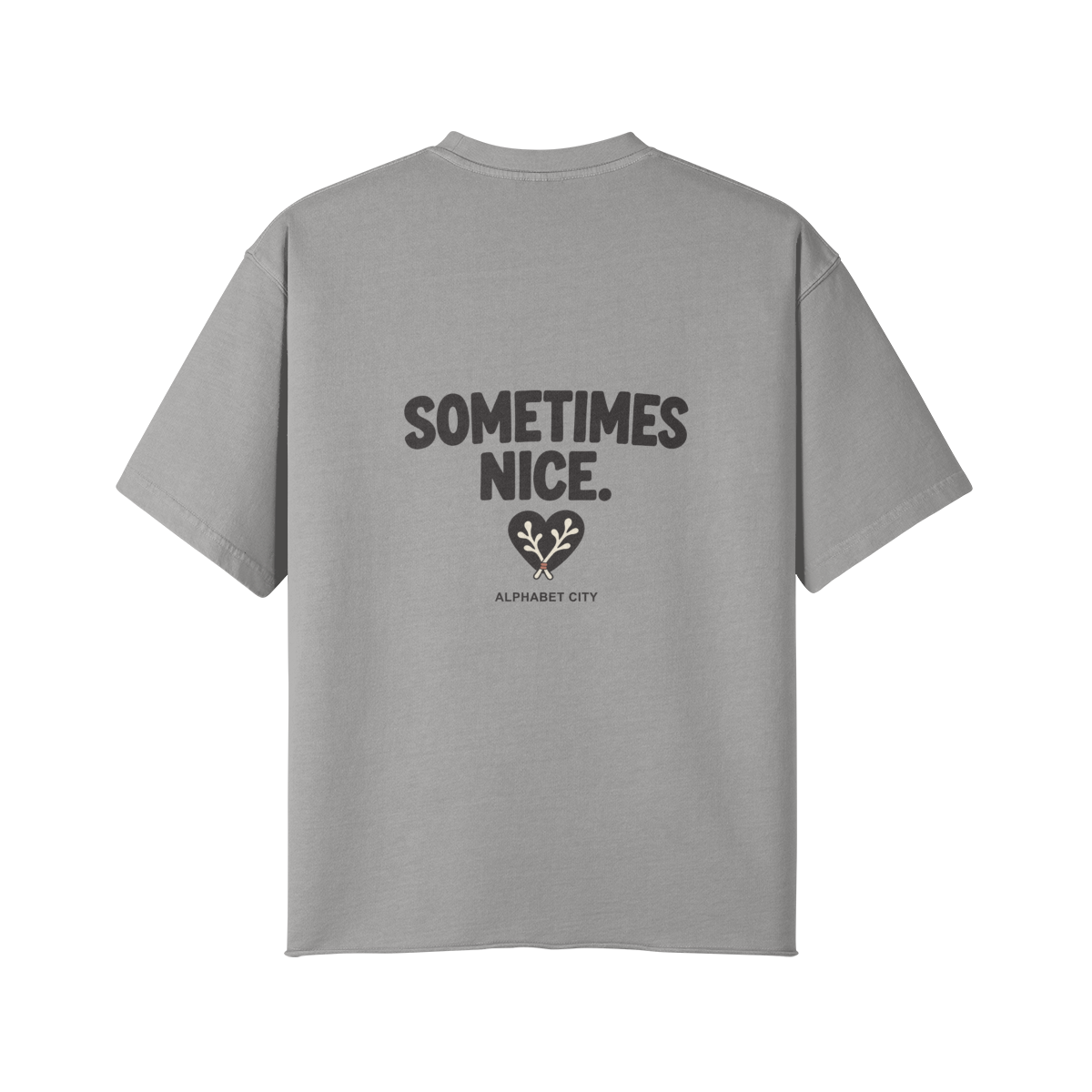 Good&Bad Cotton Tee in Light Gray, back view