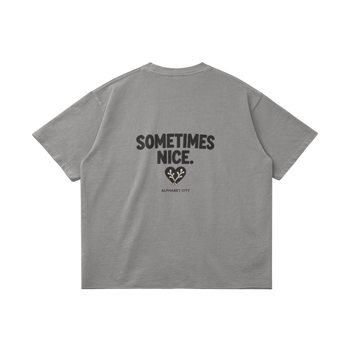 Good&Bad Cotton Tee in Light Gray, back, angled view